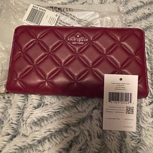 Kate Spade Large Natalia Smooth quilted blackberry zip around wallet